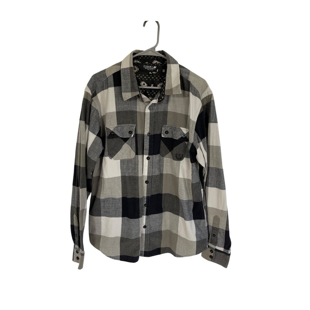 Ezekiel Mens XL Black & White Plaid Cotton Shirt